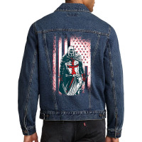 Jesus Crusader Warrior, Vintage American Flag Knight Templar T Shirt Men Denim Jacket | Artistshot