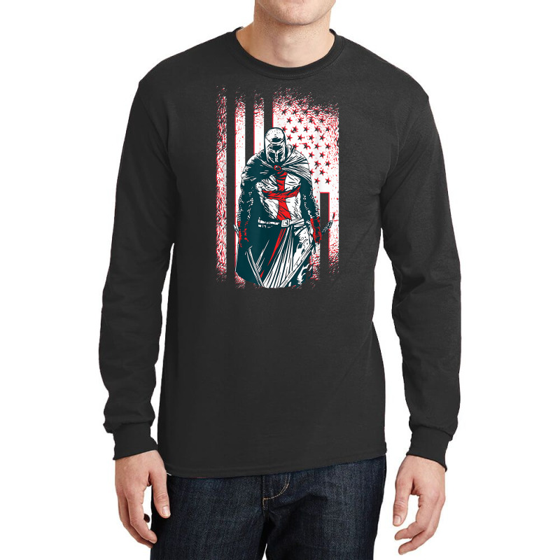 Jesus Crusader Warrior, Vintage American Flag Knight Templar T Shirt Long Sleeve Shirts | Artistshot