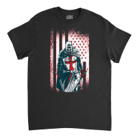 Jesus Crusader Warrior, Vintage American Flag Knight Templar T Shirt Classic T-shirt | Artistshot