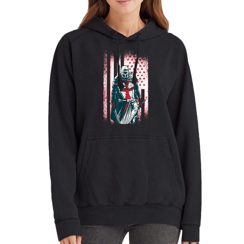 Jesus Crusader Warrior, Vintage American Flag Knight Templar T Shirt Vintage Hoodie | Artistshot