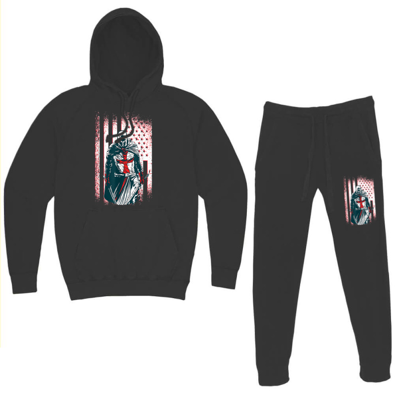 Jesus Crusader Warrior, Vintage American Flag Knight Templar T Shirt Hoodie & Jogger Set | Artistshot