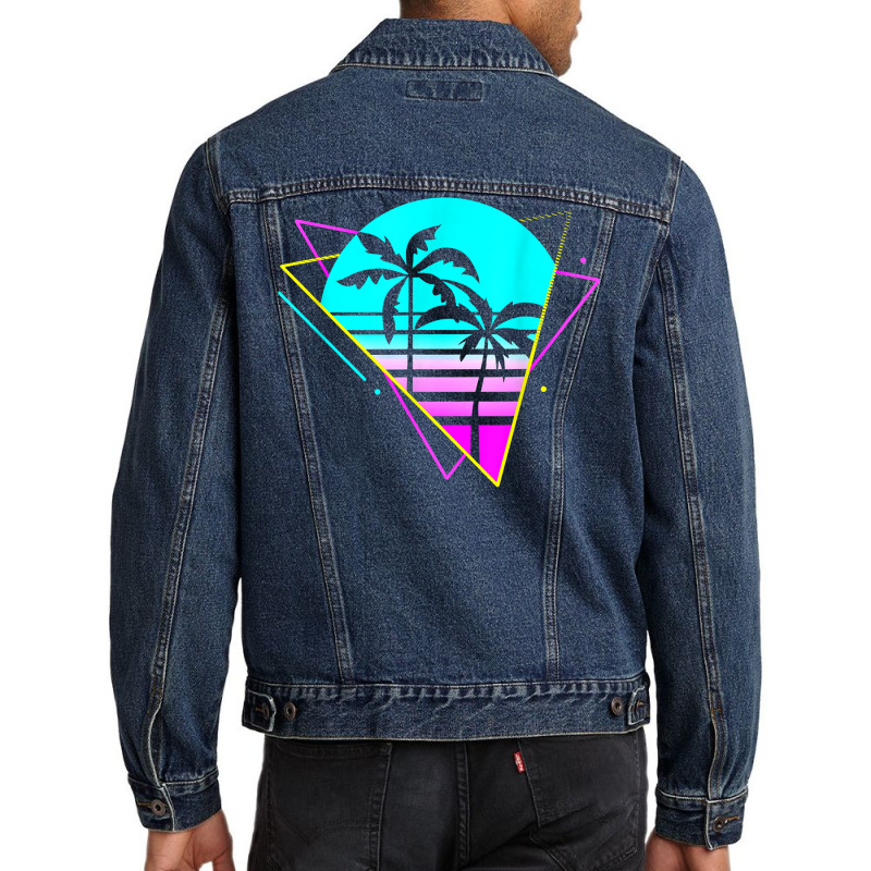 Vaporwave Aesthetic. Vintage Palm Paradise. Retro Palm Tree T Shirt Men Denim Jacket by jermonmccline | Artistshot