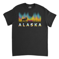 Alaska Reindeer Design With Polar Lights And Moose Pullover Hoodie Classic T-shirt | Artistshot