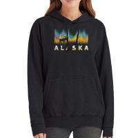 Alaska Reindeer Design With Polar Lights And Moose Pullover Hoodie Vintage Hoodie | Artistshot