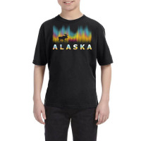 Alaska Reindeer Design With Polar Lights And Moose Pullover Hoodie Youth Tee | Artistshot