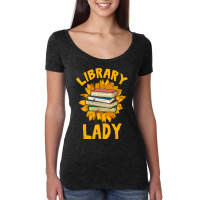 Book Reader Funny Love Sunflower Library Lady Book Lover 195 Reader Bo Women's Triblend Scoop T-shirt | Artistshot