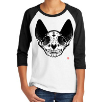 Death Metal Cat   Goth Black Cat Skull   Memento Mori T Shirt Youth 3/4 Sleeve | Artistshot