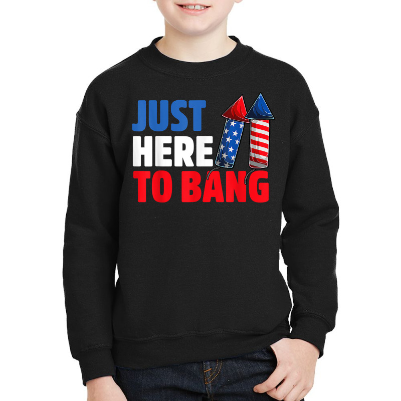 Just Here To Bang Shirt 4th Of July Firework Patriotic Funny T Shirt Youth Sweatshirt | Artistshot