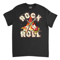 Music Guitar Flames Rock'n'roll Skeleton Musical Instrument T Shirt Classic T-shirt | Artistshot