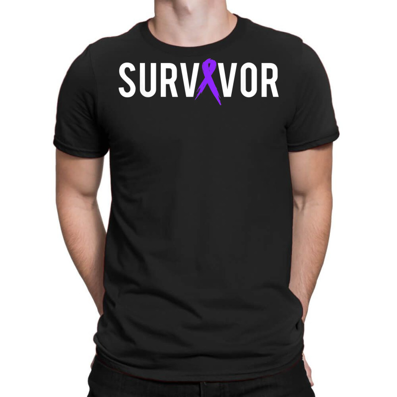 Pancreatic Cancer Survivor Design Gift With Support Ribbon T Shirt T-shirt | Artistshot