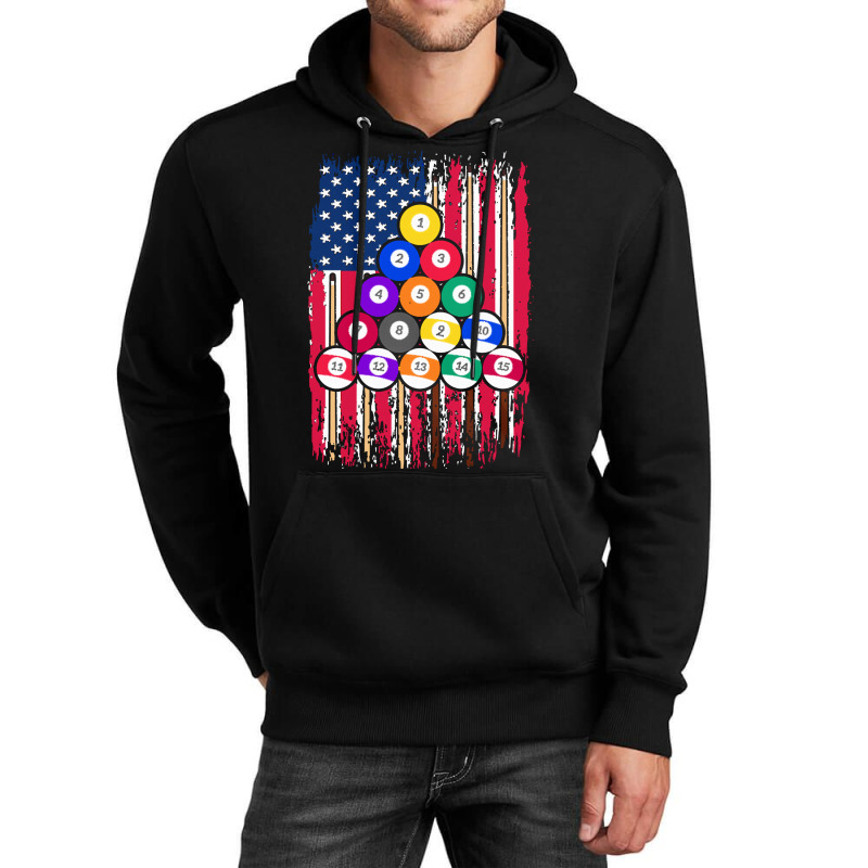 Billiard T  Shirt U S Flag Snooker Player American Pool Billiard T  Sh Unisex Hoodie | Artistshot