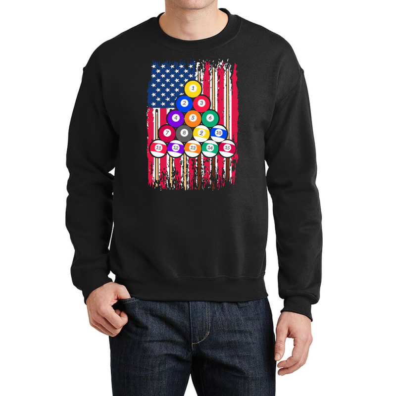 Billiard T  Shirt U S Flag Snooker Player American Pool Billiard T  Sh Crewneck Sweatshirt | Artistshot