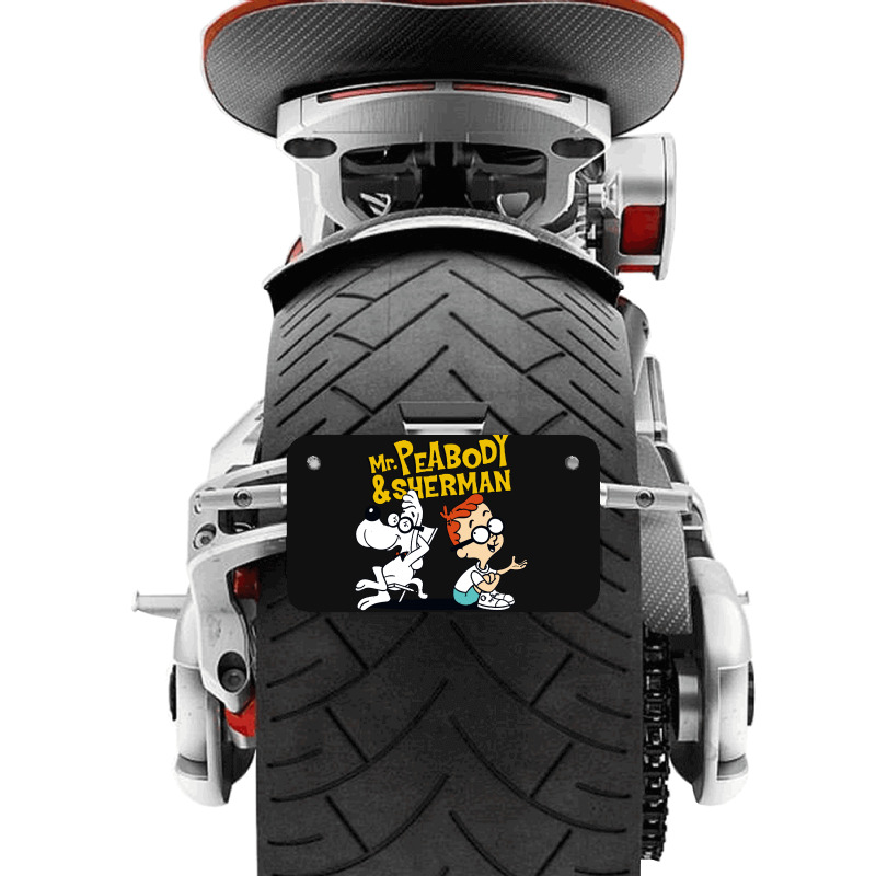 Funny Talking Mr Peabody And Sherman Motorcycle License Plate | Artistshot