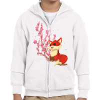 Forest Animal Lover Sakura Cherry Blossom Wildlife Fox T Shirt Youth Zipper Hoodie | Artistshot