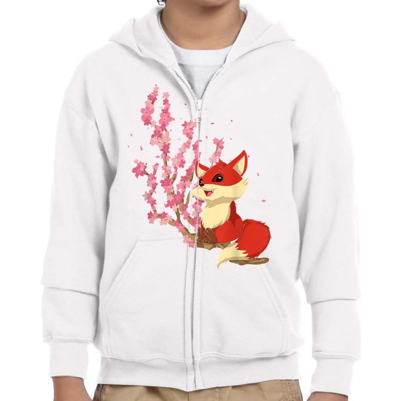 Forest Animal Lover Sakura Cherry Blossom Wildlife Fox T Shirt Youth Zipper Hoodie by jermonmccline | Artistshot