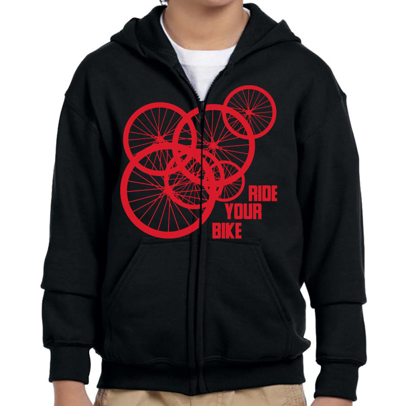 Bicycle T  Shirt Ride Your Bike Gift Cyclist Sport Saying T  Shirt Youth Zipper Hoodie | Artistshot