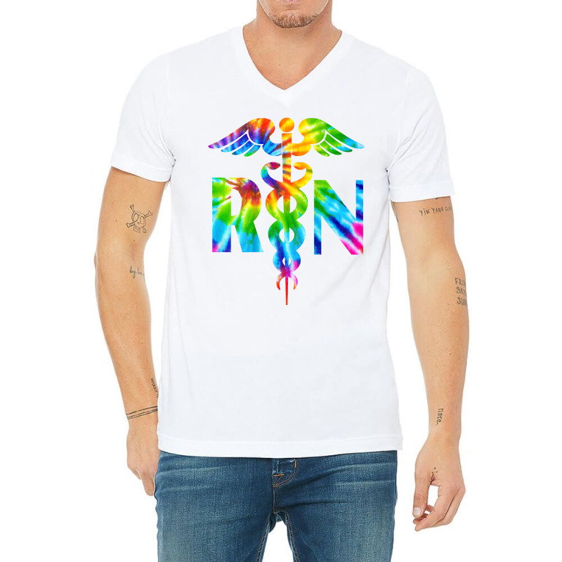 Lovely Rn Registered Nurse Tie Dye T Shirt V-neck Tee | Artistshot