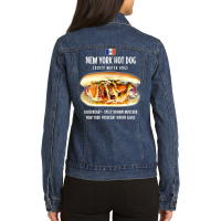 Newyork City Hot Dog Pushcart Bun Ketchup Mustard Sauerkraut T Shirt Ladies Denim Jacket | Artistshot