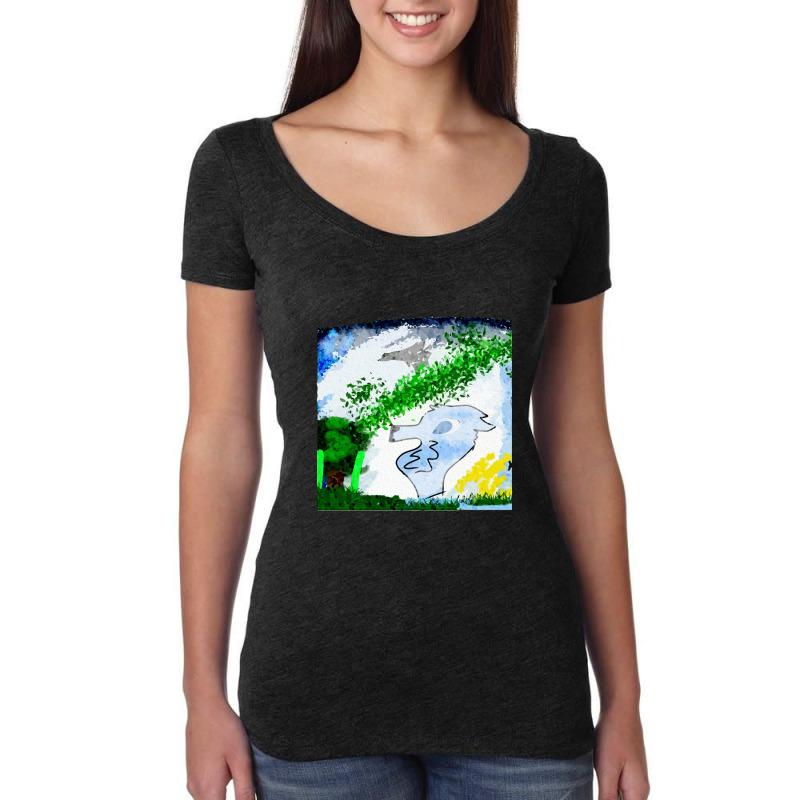 Bird Forest Coyote Chiffon Top Women's Triblend Scoop T-shirt by BLACKHEART | Artistshot