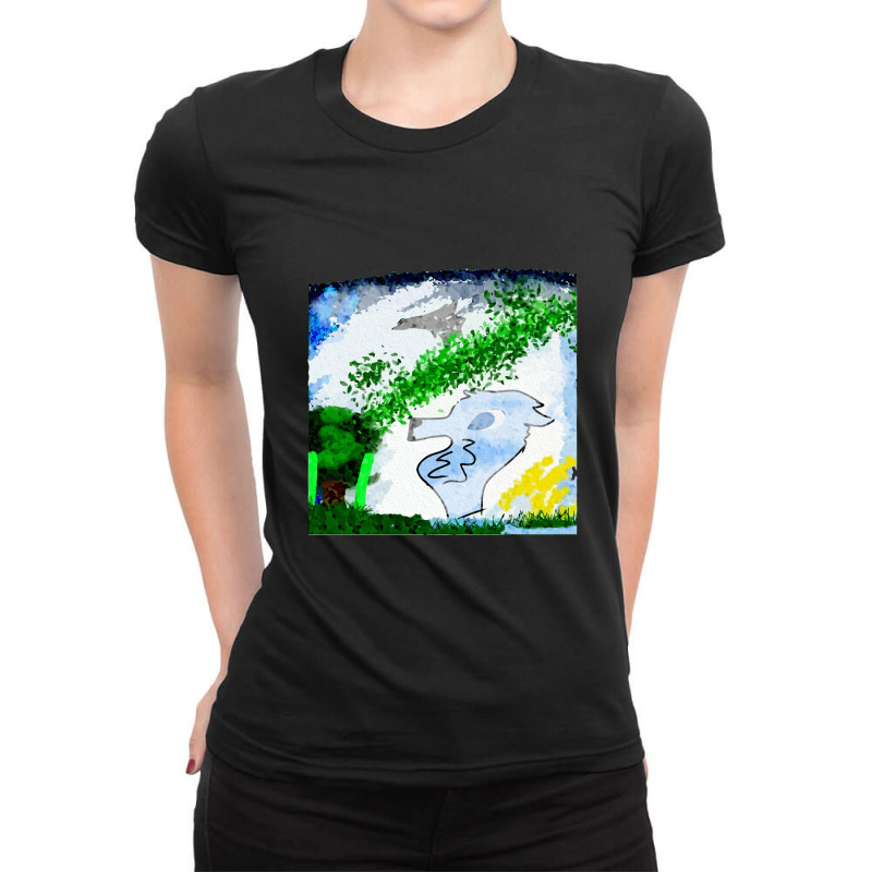 Bird Forest Coyote Chiffon Top Ladies Fitted T-Shirt by BLACKHEART | Artistshot