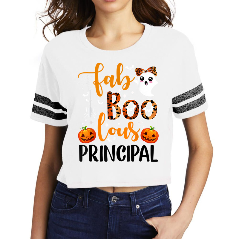 Leopard Faboolous Principal Spooky Principal Halloween Vibes T Shirt Scorecard Crop Tee by JahmayaWhittle | Artistshot