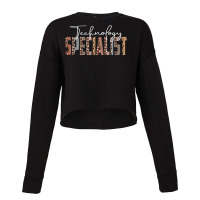 Leopard Technology Specialist Funny Job Title School Worker T Shirt Cropped Sweater | Artistshot