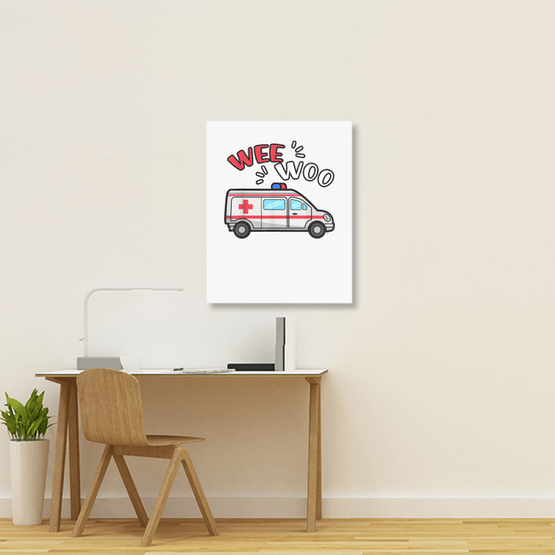 Wee Woo Emt Ambulance Responder Emergency Medical Technician T Shirt Portrait Canvas Print | Artistshot