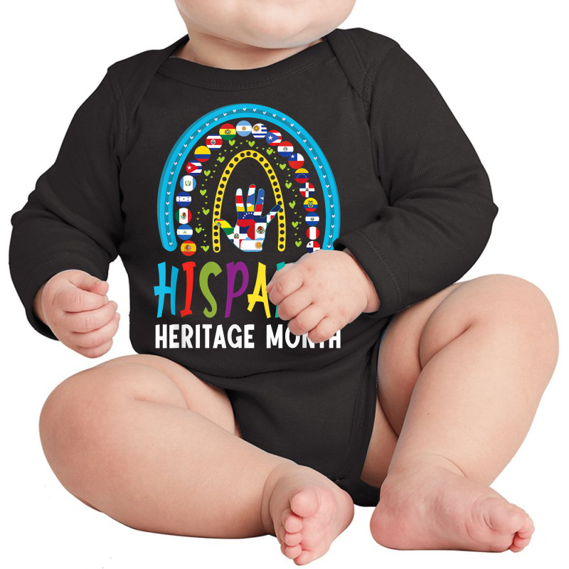 National Hispanic Heritage Month Latin Flags Rainbow Style T Shirt Long Sleeve Baby Bodysuit by JahmayaWhittle | Artistshot