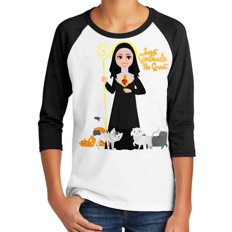 Womens St Gertrude Patron Saint Of Cats Lovers Great Nivelles V Neck T Youth 3/4 Sleeve by darelychilcoat1989 | Artistshot