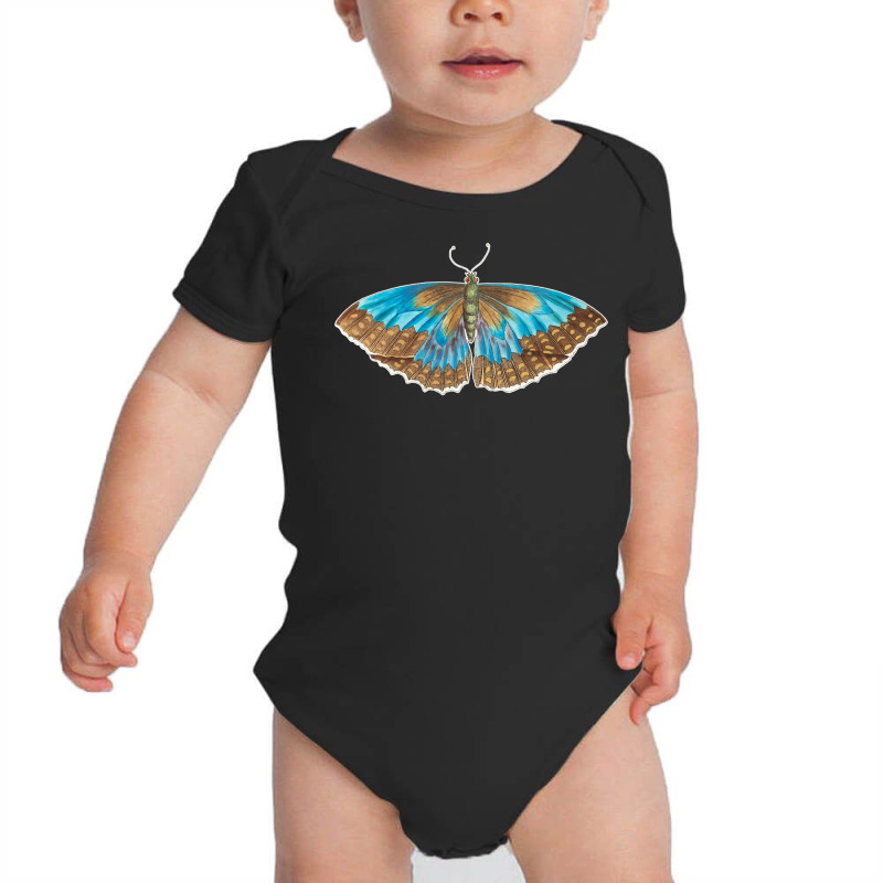 Vintage Blue Morpho Telemachus Butterfly & Moth Insect Arts Sweatshirt Baby Bodysuit by ebertfran1985 | Artistshot