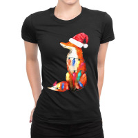 Fox Santa Hat Christmas Ladies Fitted T-shirt | Artistshot