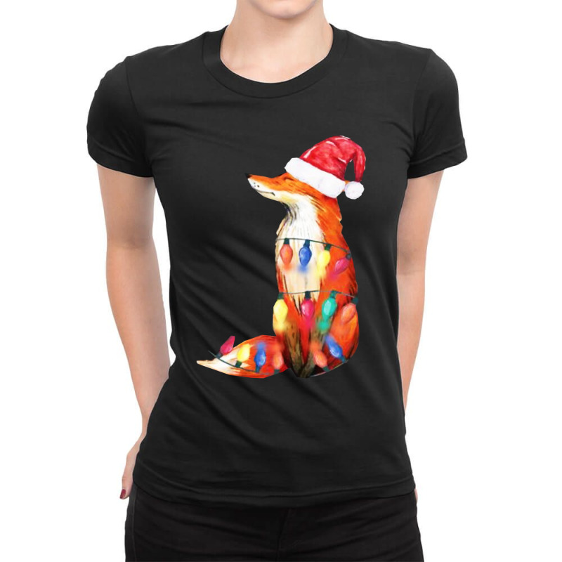 Fox Santa Hat Christmas Ladies Fitted T-Shirt by rastyrocl | Artistshot