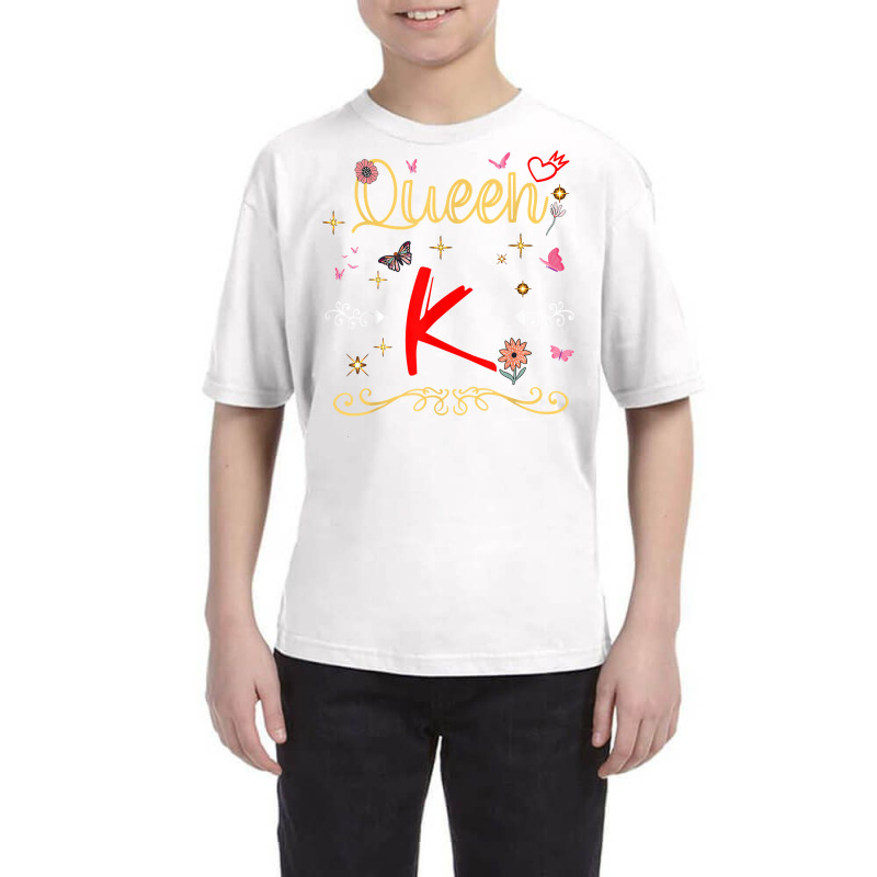 Queen Letter K Initial Name Cute Letter K Flowers Alphapet T Shirt Youth Tee by ebertfran1985 | Artistshot