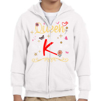 Queen Letter K Initial Name Cute Letter K Flowers Alphapet T Shirt Youth Zipper Hoodie | Artistshot