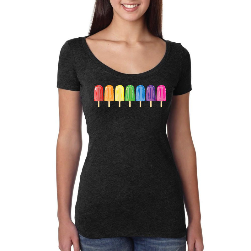 Gay Pride Parade Lgbtqia Rainbow Popsicles Tank Top Women's Triblend Scoop T-shirt by naythendeters2000 | Artistshot