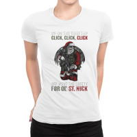 Santa Claus On The Rooftop Funny Tactical Safety Christmas T Shirt Ladies Fitted T-shirt | Artistshot