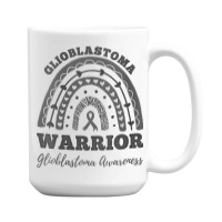 Womens Glioblastoma Warrior Glioblastoma Awareness Rainbow V Neck T Sh 15 Oz Coffee Mug | Artistshot