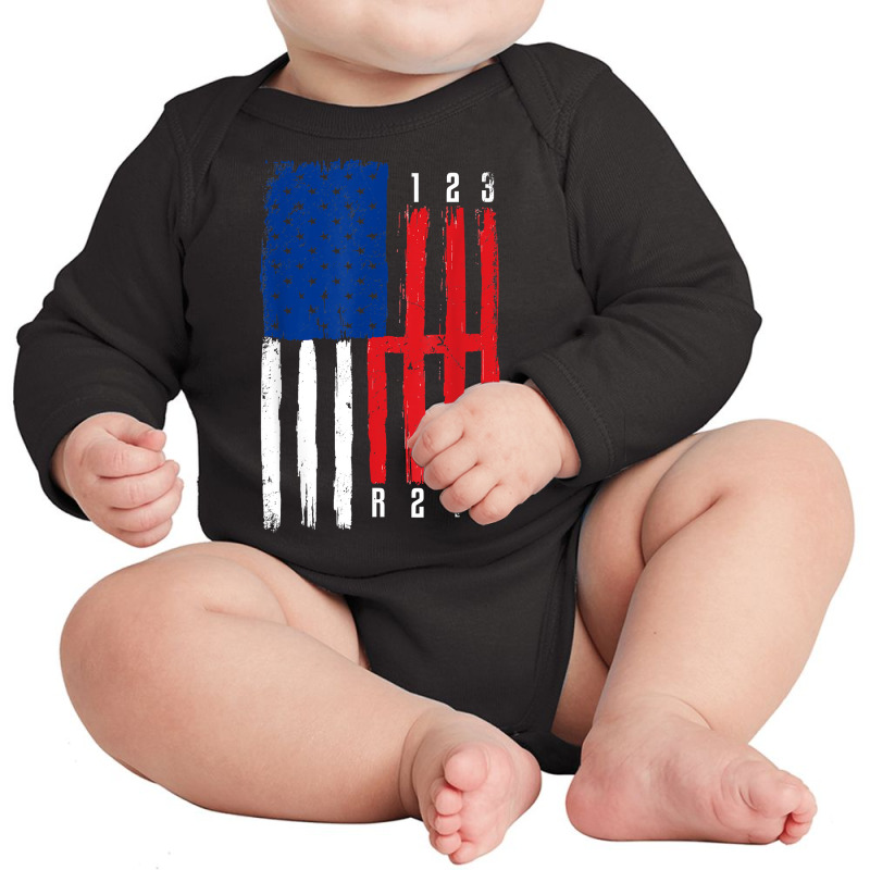 Gears Shift American Flag Muscle Car 6 Vintage Mechanic T Shirt Long Sleeve Baby Bodysuit | Artistshot