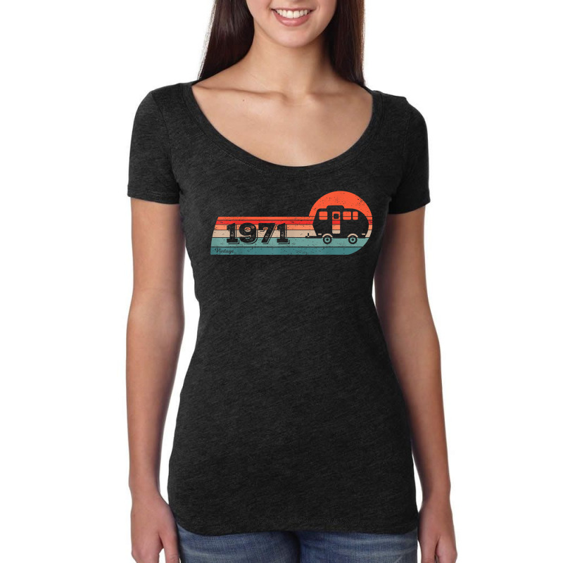 Camping Rv Camper Vintage Born 1971 Birthday Caravan Trailer T Shirt Women's Triblend Scoop T-shirt by belenfinl | Artistshot