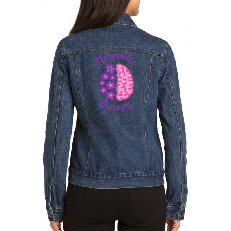 Normalize Therapy - Society Ladies Denim Jacket by Ashira_Designs | Artistshot