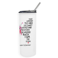 Womens Pink Butterfly I Am The Storm Breast Cancer Warrior T Shirt Skinny Tumbler | Artistshot