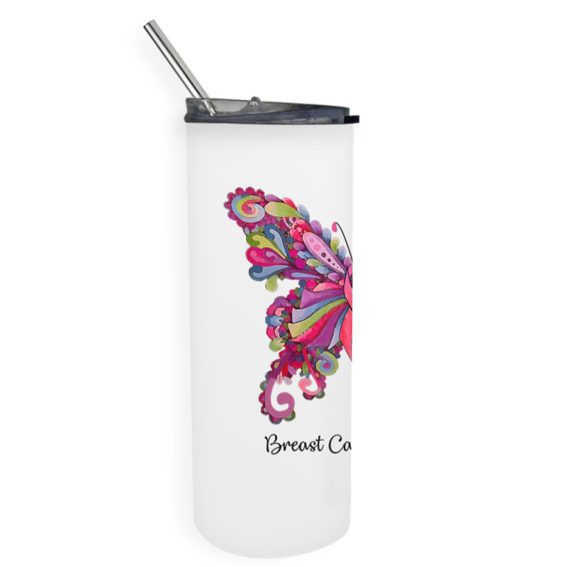 Womens Pink Butterfly I Am The Storm Breast Cancer Warrior T Shirt Skinny Tumbler | Artistshot