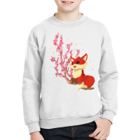 Forest Animal Lover Sakura Cherry Blossom Wildlife Fox T Shirt Youth Sweatshirt | Artistshot