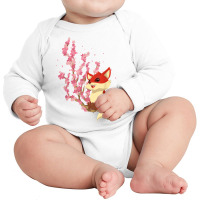 Forest Animal Lover Sakura Cherry Blossom Wildlife Fox T Shirt Long Sleeve Baby Bodysuit | Artistshot