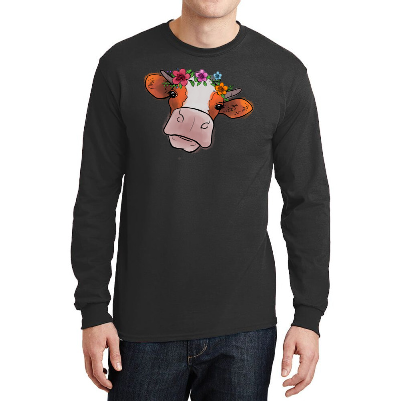 Cow With Flowers Long Sleeve Shirts | Artistshot