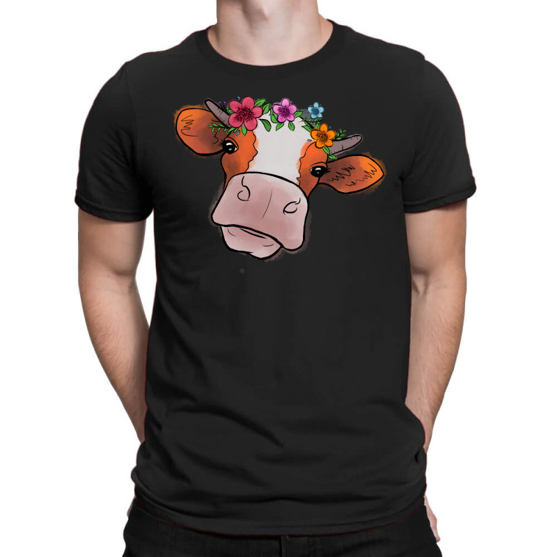 Cow With Flowers T-shirt | Artistshot