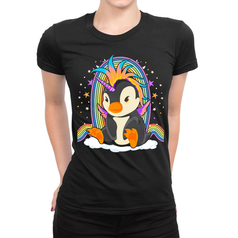 Animal T  Shirt Cute Magical Penguincorn Rainbow Unicorn Penguin Fanta Ladies Fitted T-Shirt by caseynitzsche899 | Artistshot