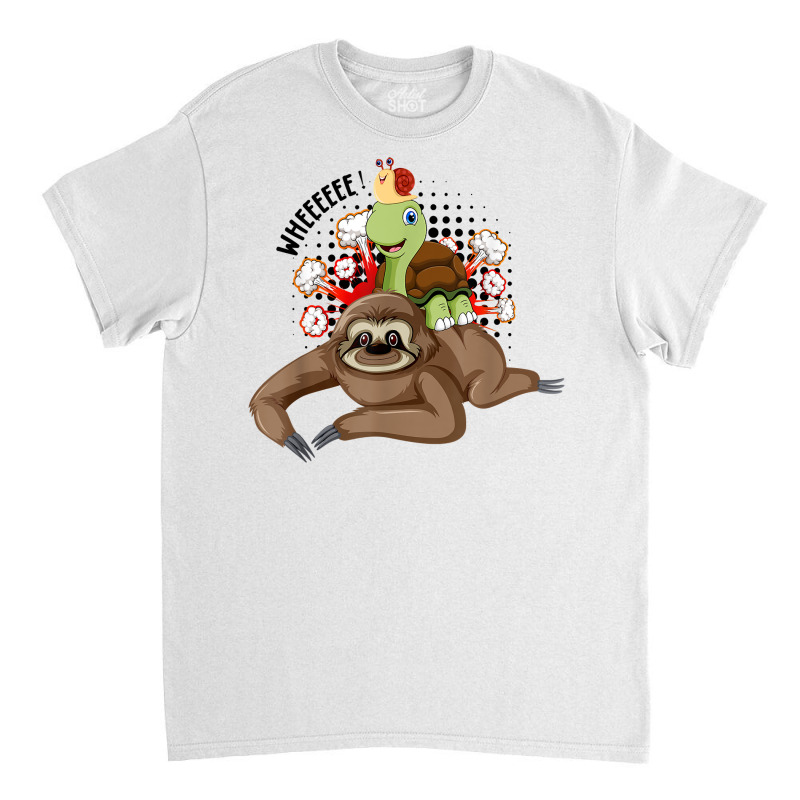 Sloth Turtle Snail Piggybacked Cute Running Wild Animal Gift T Shirt Classic T-shirt by Smykowskicalob1991 | Artistshot