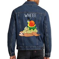 Sloth Turtle Snail Animals Piggyback Slow Motion Running T Shirt Men Denim Jacket | Artistshot