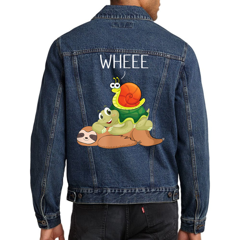 Sloth Turtle Snail Animals Piggyback Slow Motion Running T Shirt Men Denim Jacket by JahmayaWhittle | Artistshot